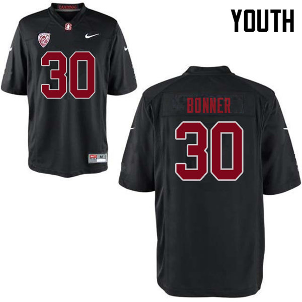 Youth #30 Ethan Bonner Stanford Cardinal College Football Jerseys Sale-Black